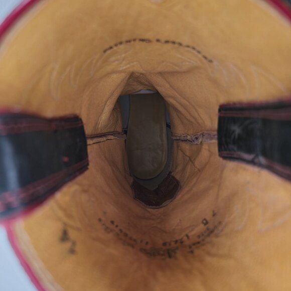 Vintage Justin Cowgirl Womens 7B Black Brown Cowboy Boots Western Square Toe - Picture 12 of 16